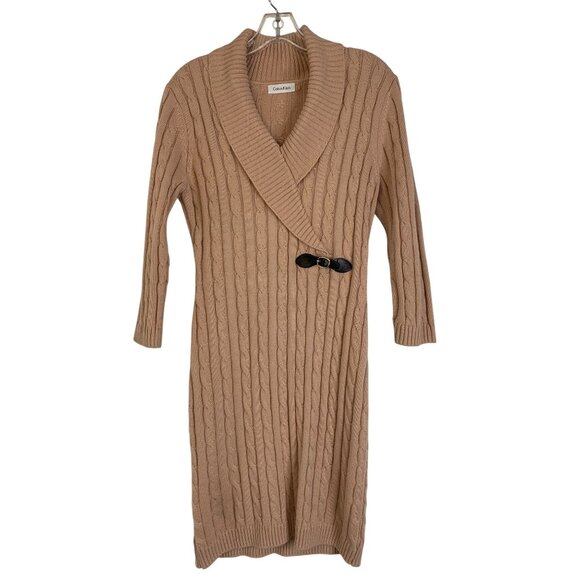 Calvin Klein Sparkle Sweater Dress Tan Size Small - Picture 9 of 9